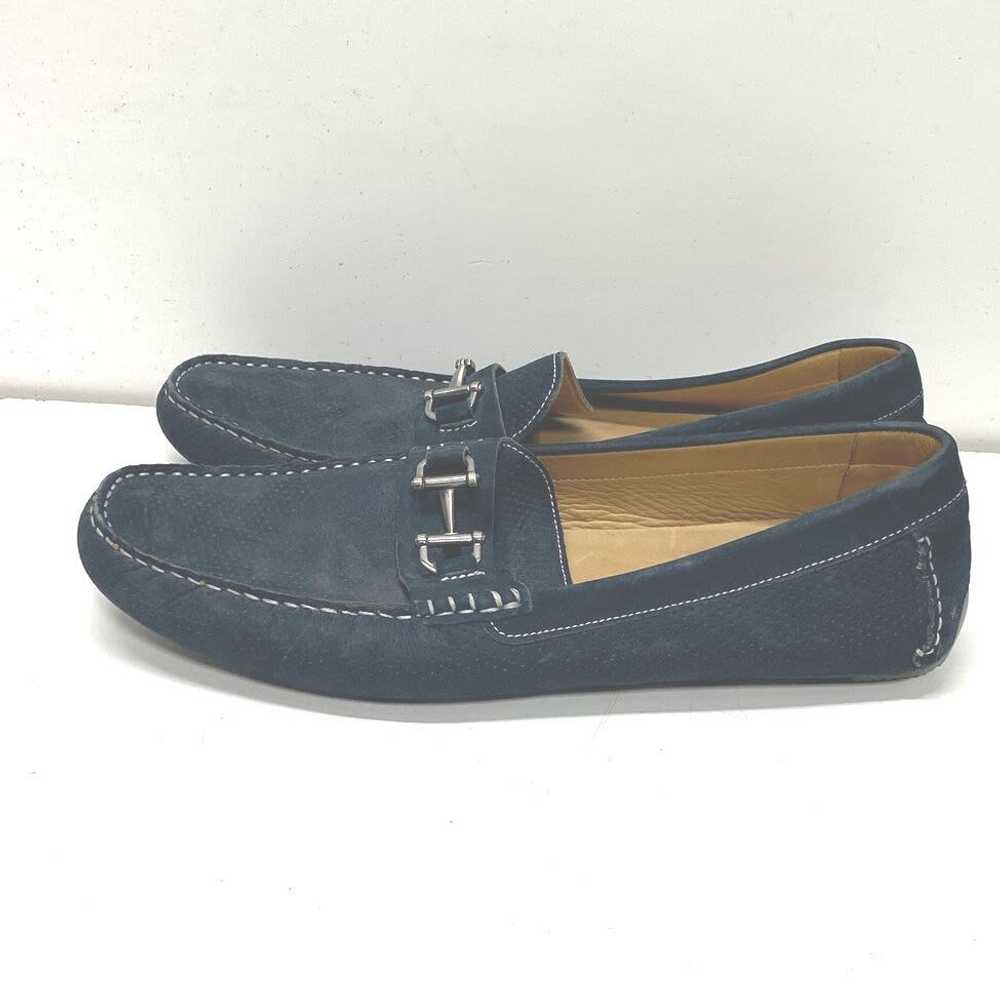 1901 Suede Moccasin Buckle Loafers Navy Blue 14 - image 3