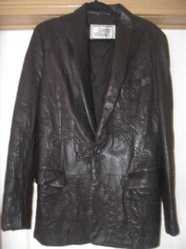 VERSACE ブラックレザーブレザー 激レア VERSACE ヴェルサーチ レザーテーラードジャケット