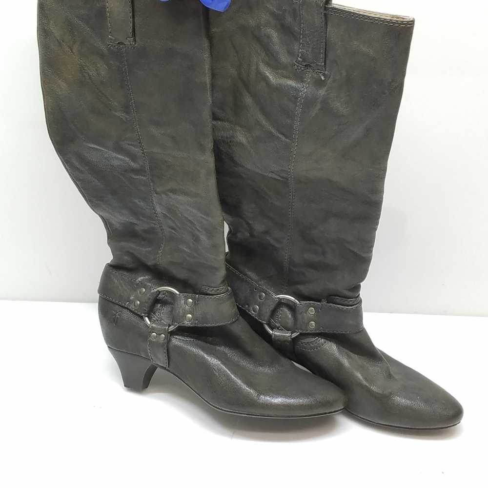 Frye Steffi Harness Gray Leather Boots Size 7.5 - image 2