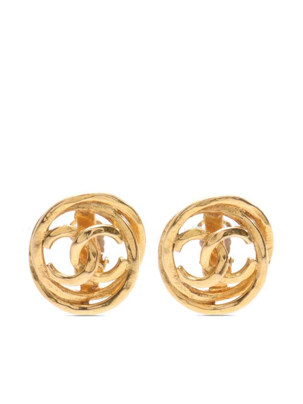 CHANEL Pre-Owned 1986-1988 CC clip-on earrings - … - image 1