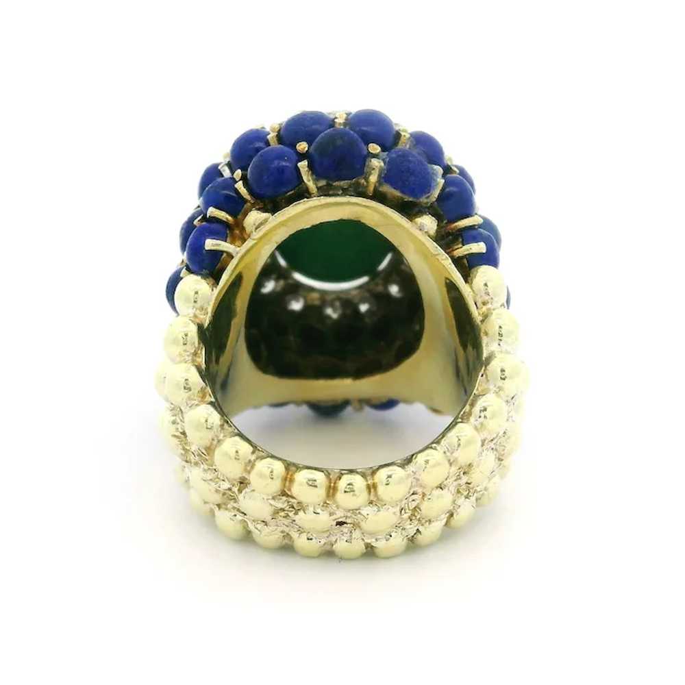 Vintage 14k Gold Cabochon Lapis Turquoise & Diamo… - image 6