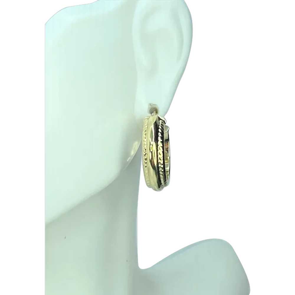 Italy 14K gold woven border hoop dangle earrings … - image 1