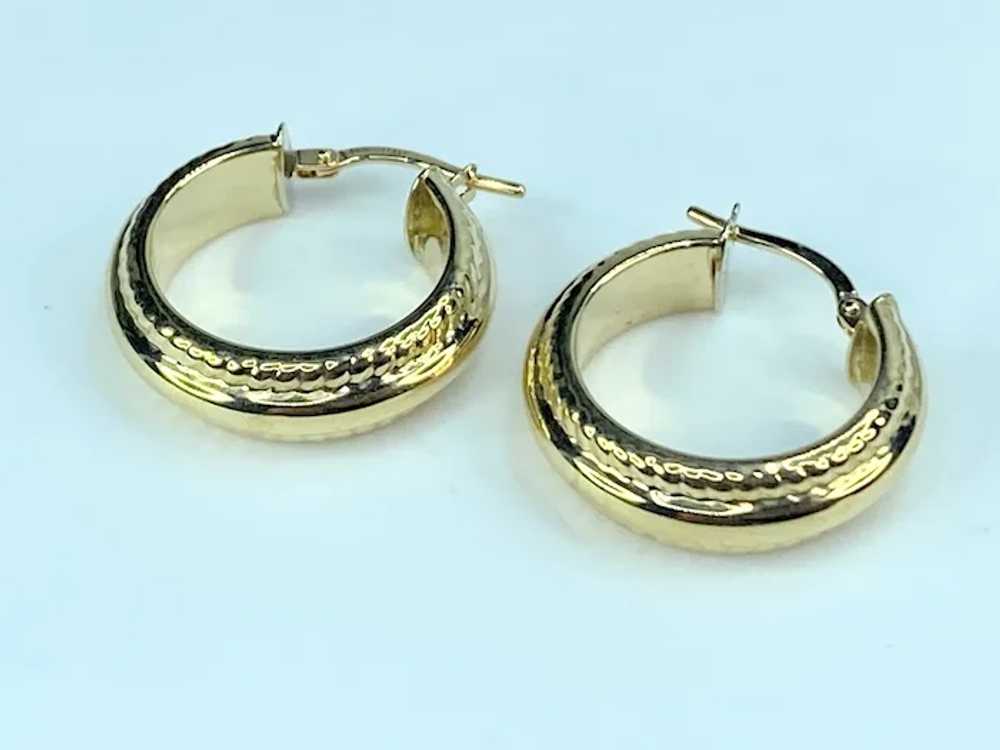 Italy 14K gold woven border hoop dangle earrings … - image 7