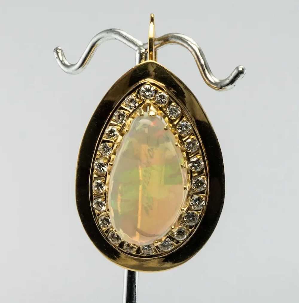 Australian Opal Diamond Pendant Teardrop 14K Gold - image 11