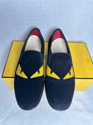 Fendi Fendi Suede Monster Eyes Slip On Loafers