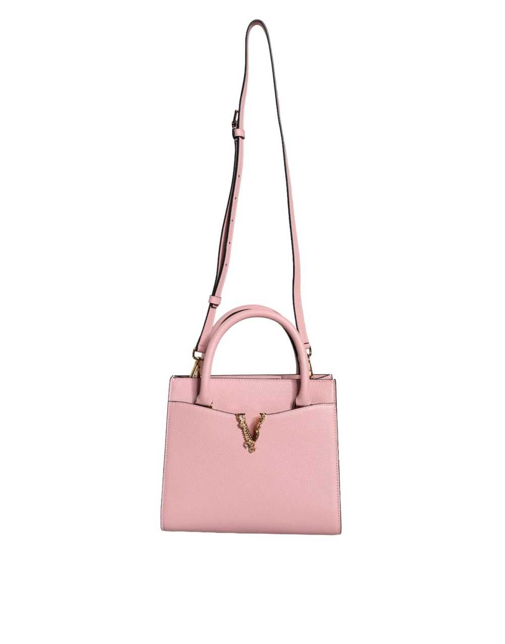 Versace Pink Small Top Handle Grainy Calf Leather… - image 2