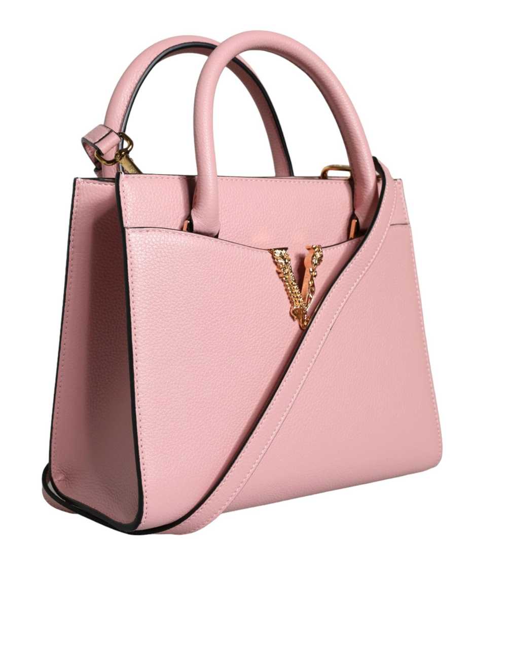 Versace Pink Small Top Handle Grainy Calf Leather… - image 3