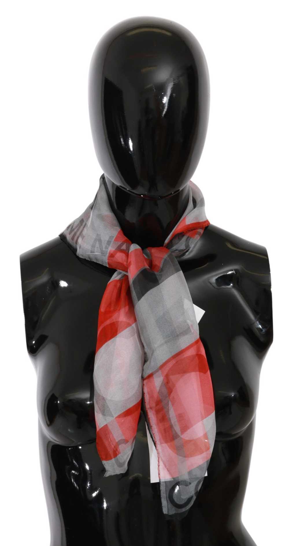 Costume National Gray Red 100% Silk Branded Women… - image 1