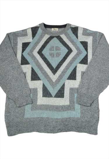 Vintage Crew Neck Knitwear Pattern Sweater Grey La