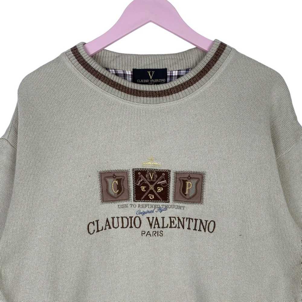 Designer × Vintage Claudio Valentino Big Logo Swe… - image 2