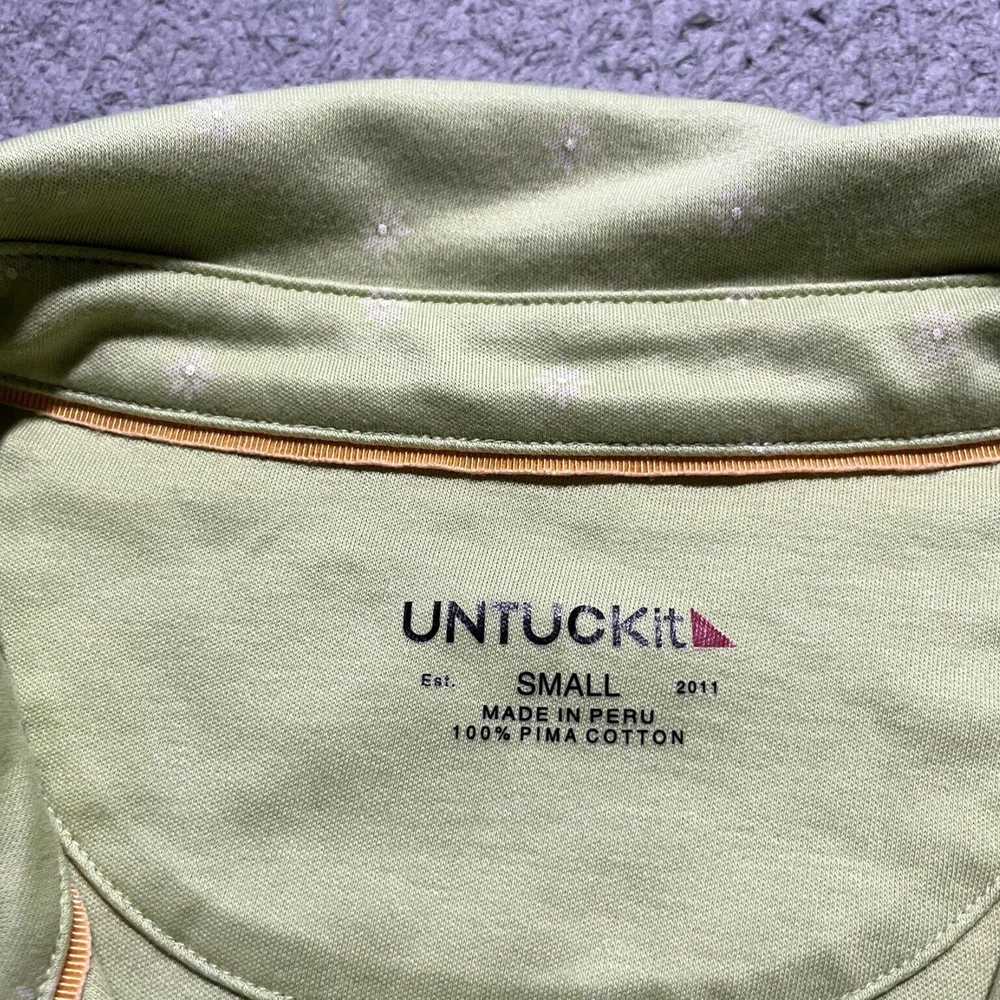 UNTUCKit Small Floral Flower Print Logo Green Pim… - image 7