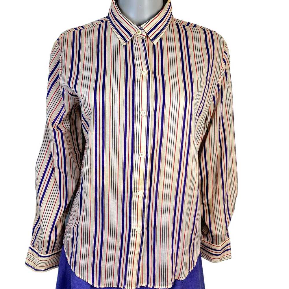 Vintage Vintage 70s Stripe Shirt Women Medium But… - image 2