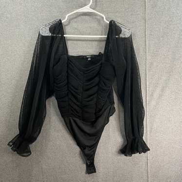 Other Blashe Black Sheer Mesh Bodysuit Top Women S