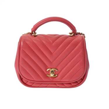 Chanel Chevron Pink Leather Handbag (Pre-Owned)