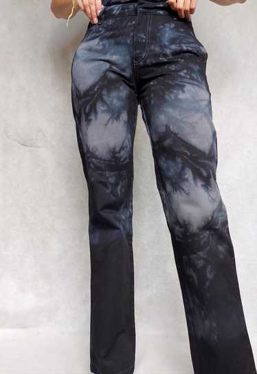 Tie Dyed Gray Black Straight Leg Dickies jeans, sm