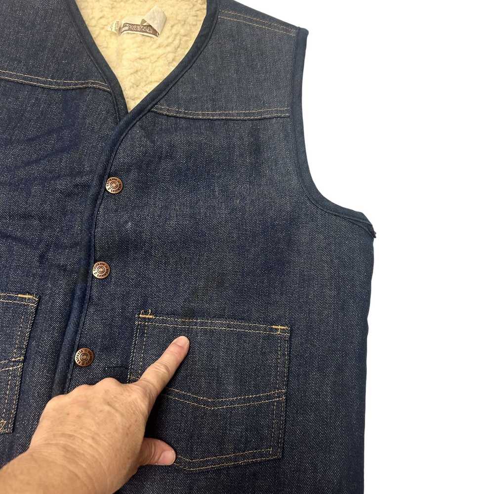 Sears Vtg Sears Indigo Blue Jean Waistcoat Denim … - image 7