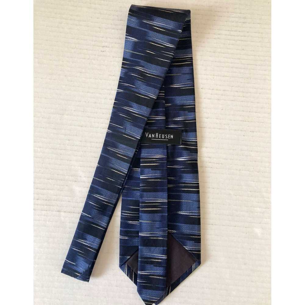 Van Heusen Silk Necktie for Men in Blue White Gra… - image 3