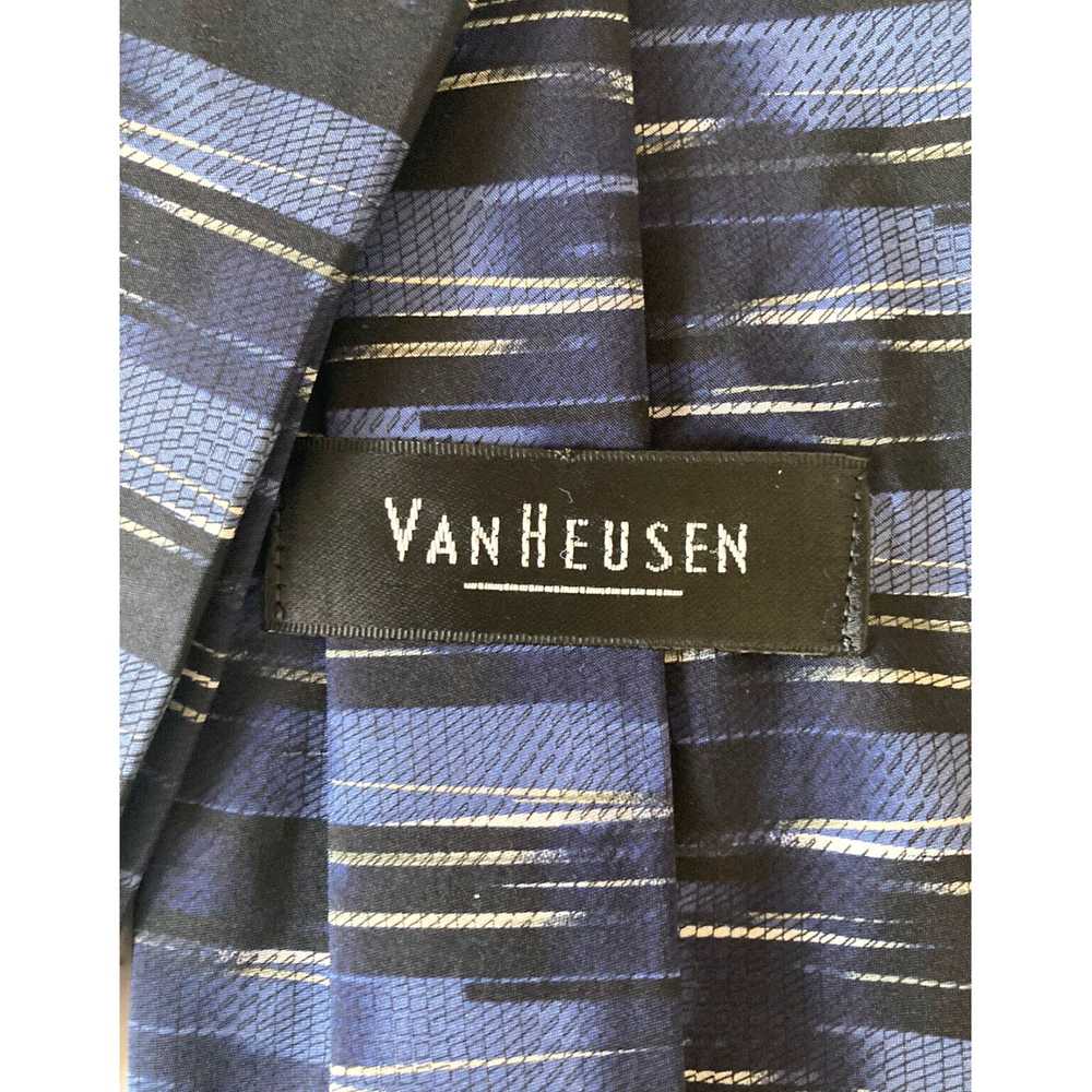 Van Heusen Silk Necktie for Men in Blue White Gra… - image 4