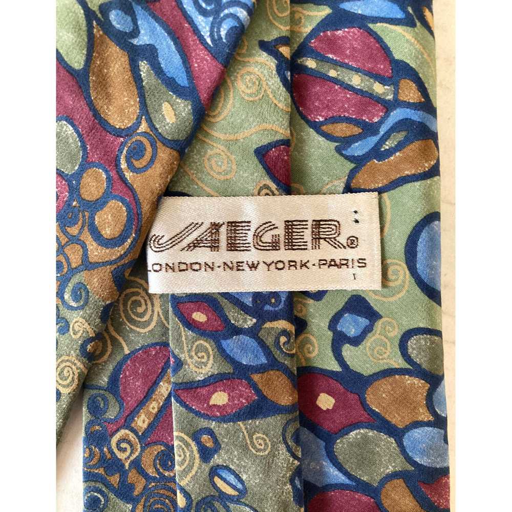 Jaeger Italian Silk Abstract Patterned Multicolor… - image 4