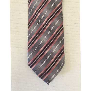 Van Heusen Silk Gray Pink Maroon White Stripe Nec… - image 1