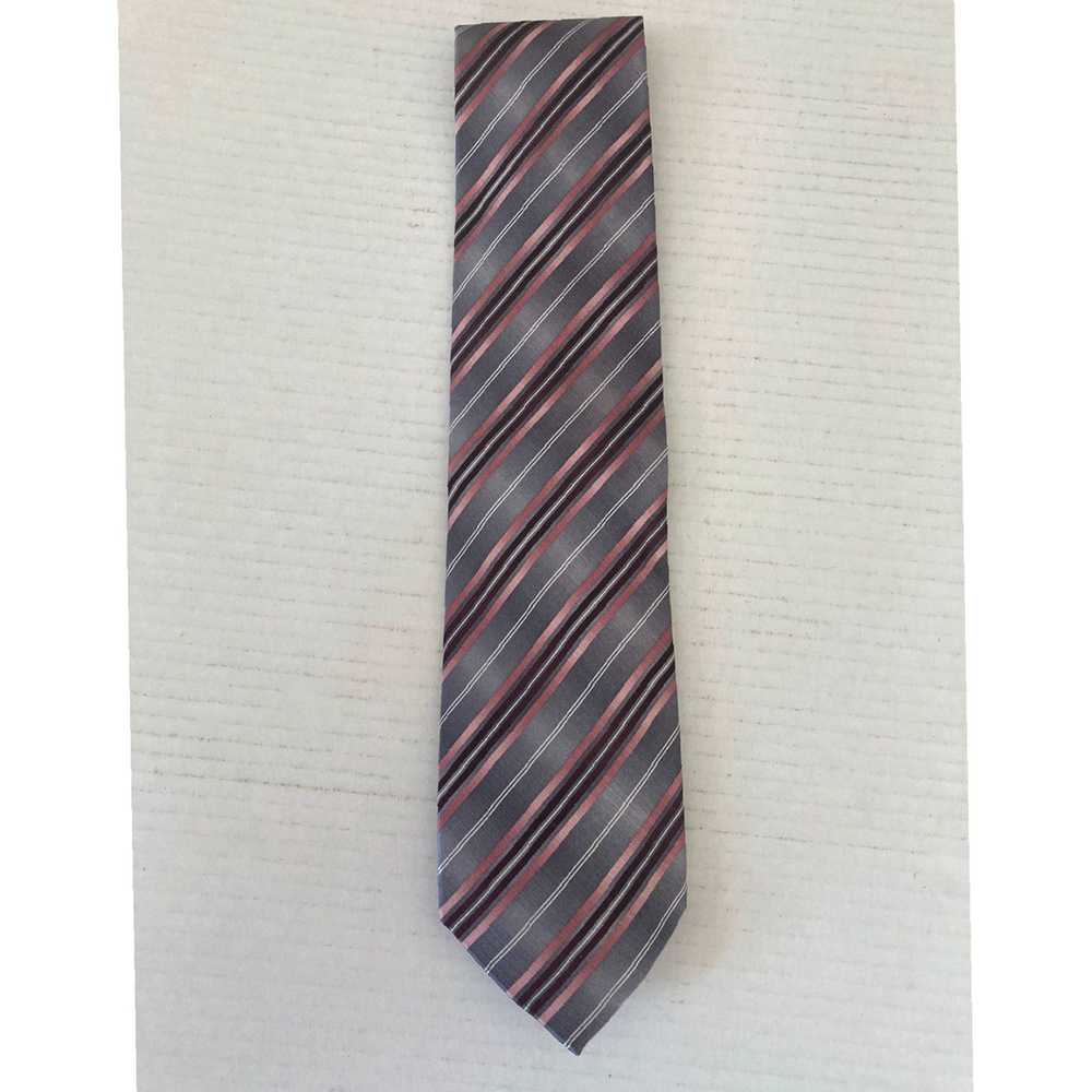 Van Heusen Silk Gray Pink Maroon White Stripe Nec… - image 2