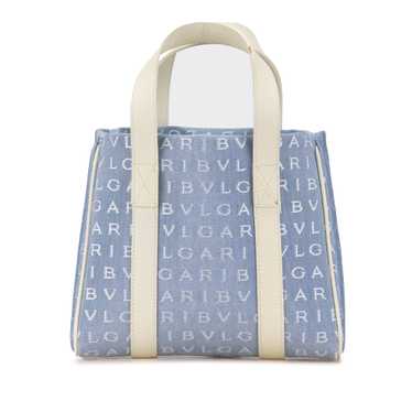 Blue Bvlgari Mini Denim Logomania Tote Bag