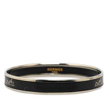 Black Hermès Narrow Enamel Caleche Bracelet 65 - image 1