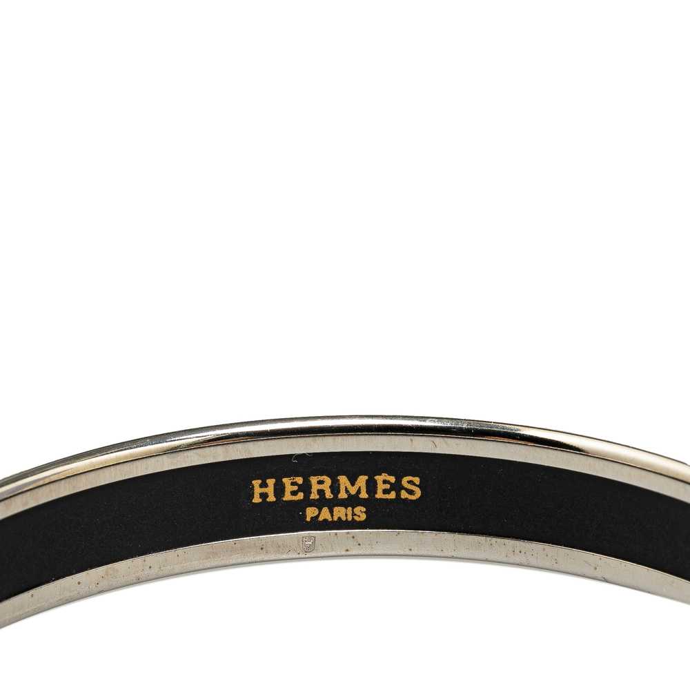 Black Hermès Narrow Enamel Caleche Bracelet 65 - image 5