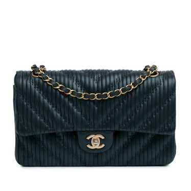 Blue Chanel Medium Calfskin Coco Pleats Double Fl… - image 1