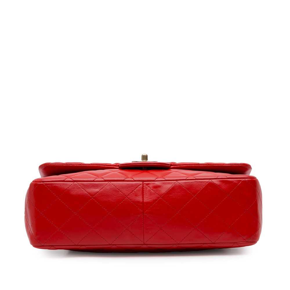 Red Chanel Jumbo Classic Lambskin Single Flap Sho… - image 3