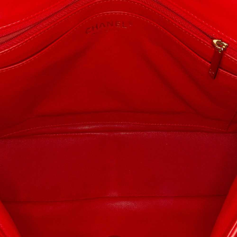 Red Chanel Jumbo Classic Lambskin Single Flap Sho… - image 4