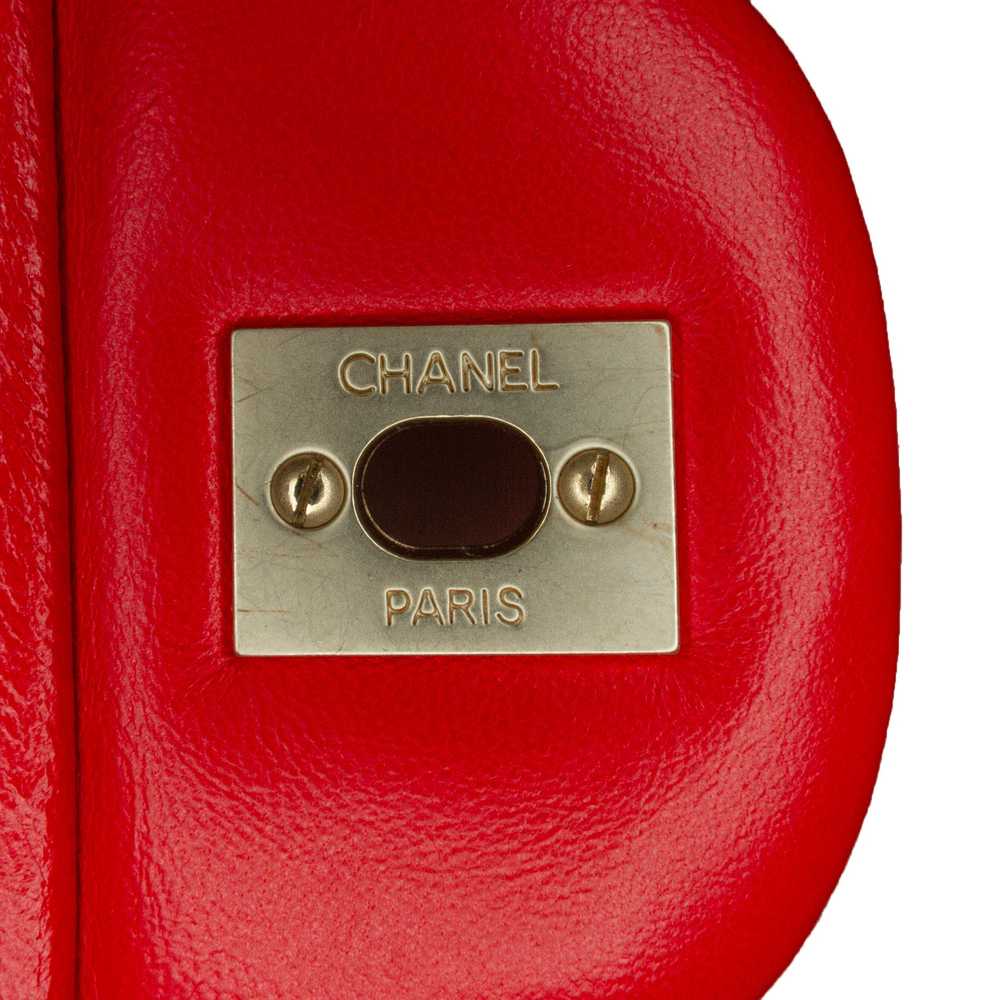 Red Chanel Jumbo Classic Lambskin Single Flap Sho… - image 6