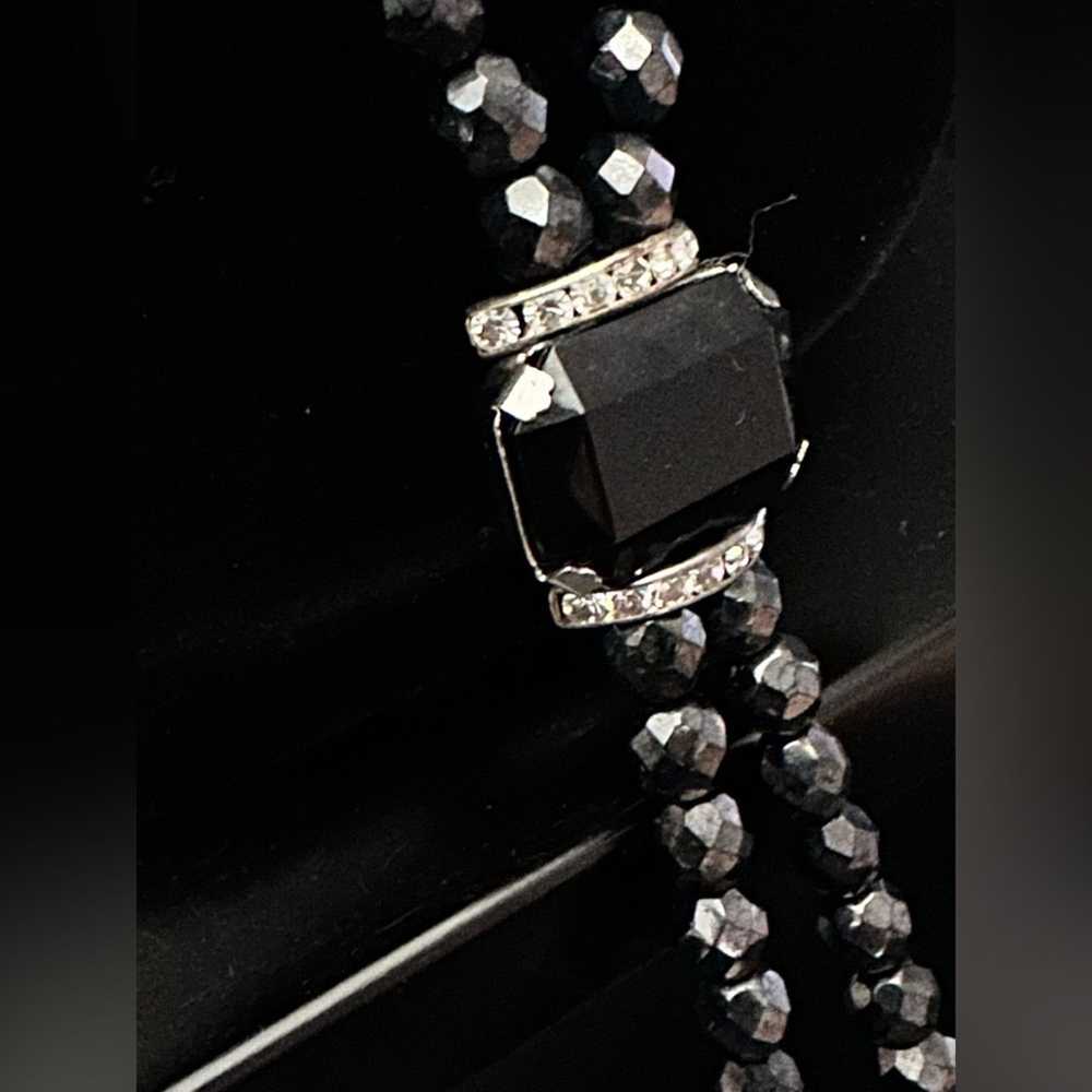 Brand Vintage Black Hematite Onyx And CZ Lariat N… - image 5