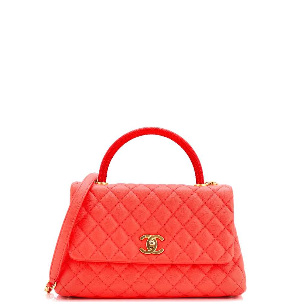 CHANEL Coco Top Handle Bag Quilted Caviar with Li… - image 1