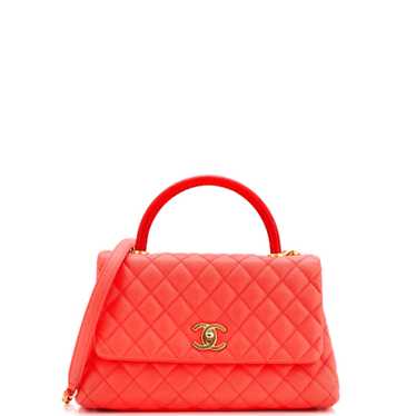 CHANEL Coco Top Handle Bag Quilted Caviar with Liz