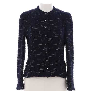 CHANEL Women's Collarless Button Up Jacket Tweed