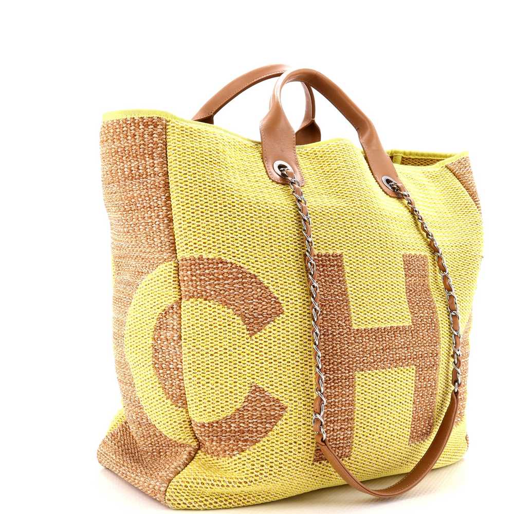 CHANEL Deauville Logo Shopping Tote Printed Raffi… - image 2