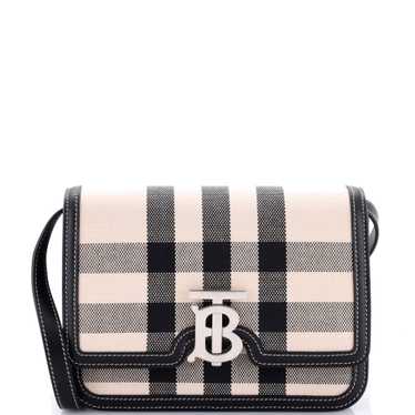 Burberry TB Flap Bag Coated Check Canvas Small