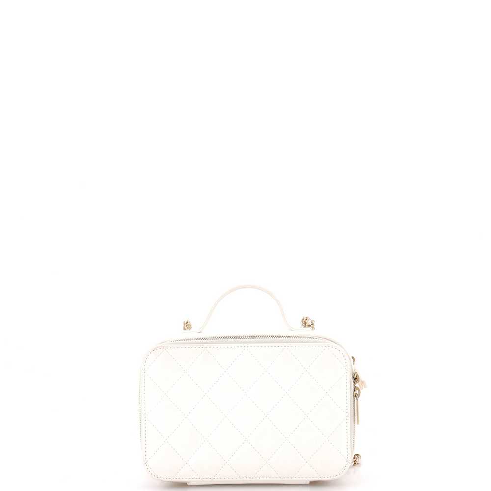 CHANEL Double Zip CC Vanity Case Quilted Shiny La… - image 3