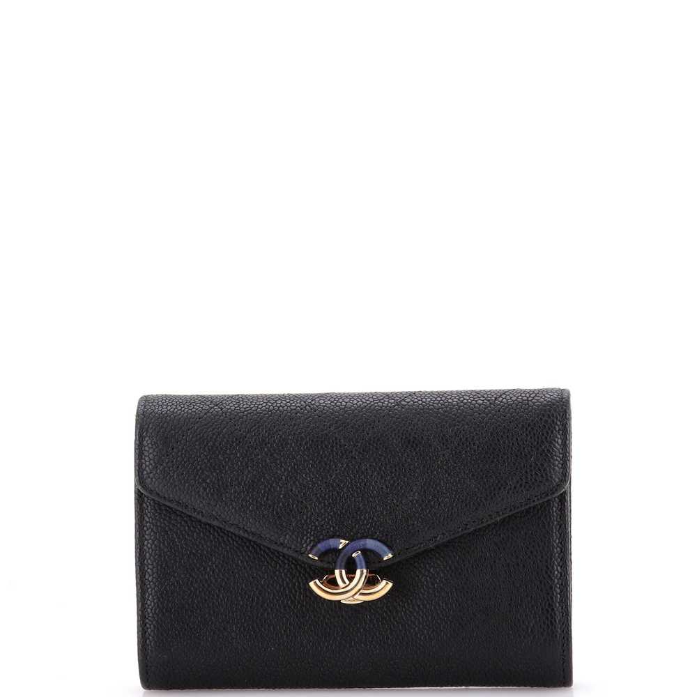 CHANEL Thread Around Flap Wallet Quilted Caviar C… - image 1