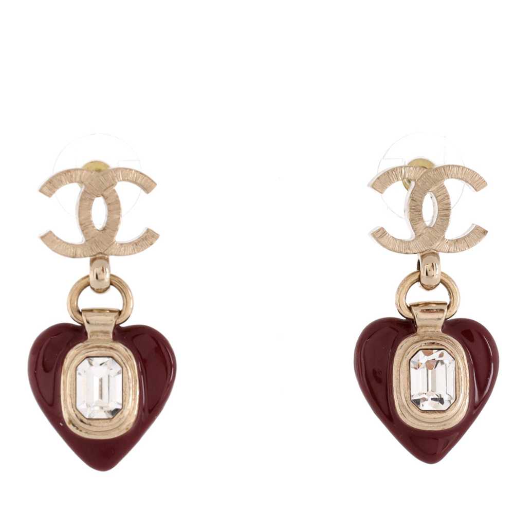 CHANEL CC Heart Drop Earrings - image 1