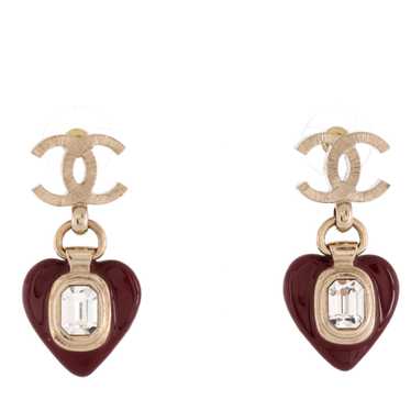 CHANEL CC Heart Drop Earrings - image 1