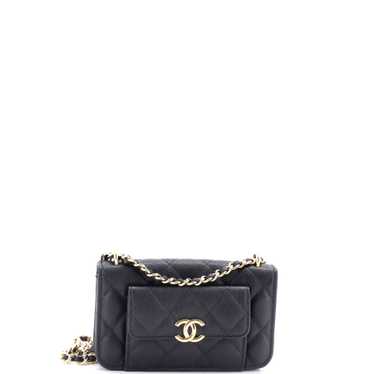 CHANEL Pocket Twins Clutch with Chain Quilted Cavi