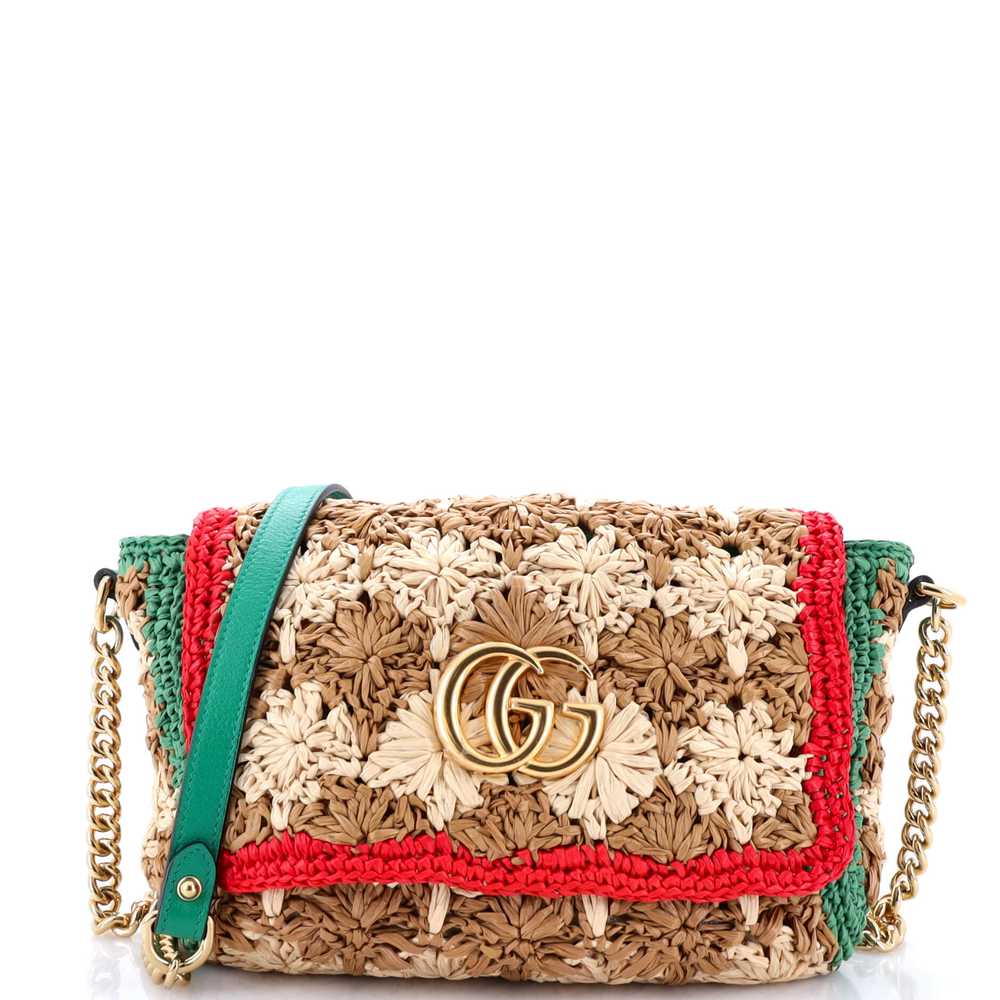 GUCCI GG Marmont Flap Bag Raffia Small - image 1