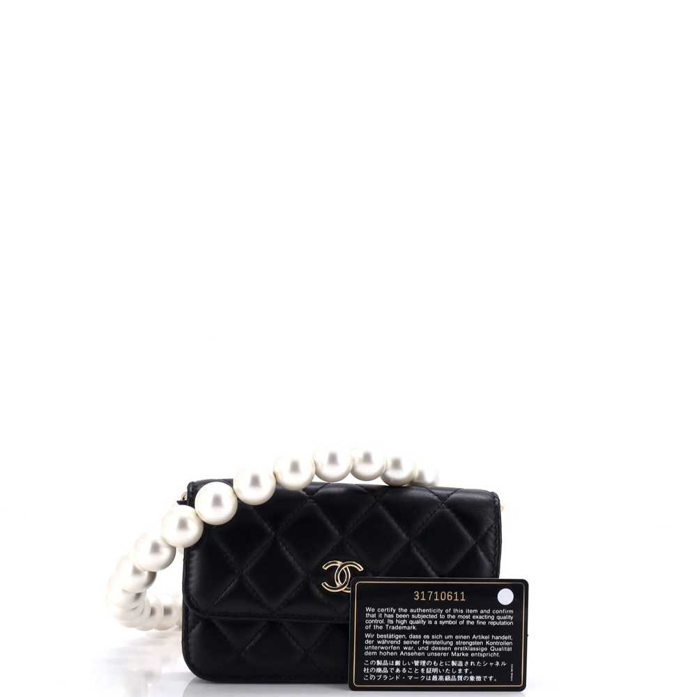 CHANEL Pearl Strap Clutch with Chain Quilted Calf… - image 2