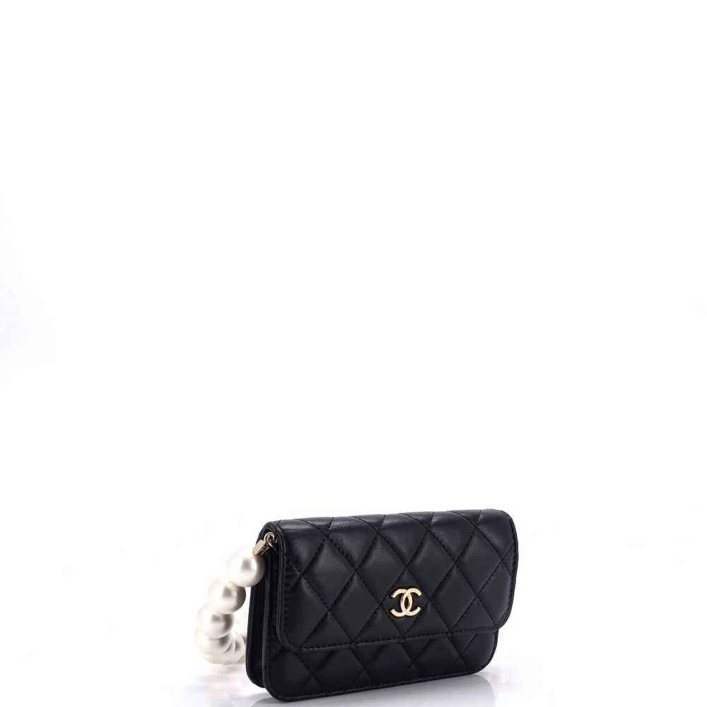 CHANEL Pearl Strap Clutch with Chain Quilted Calf… - image 3