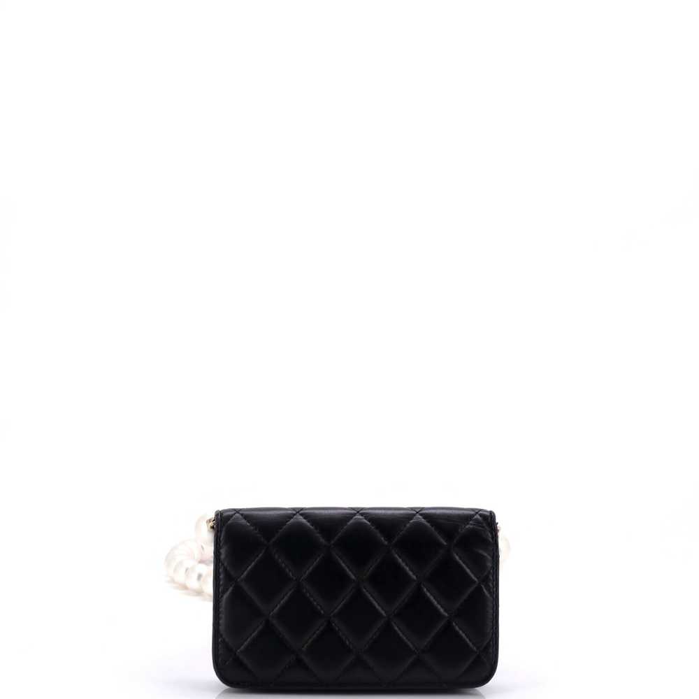 CHANEL Pearl Strap Clutch with Chain Quilted Calf… - image 4