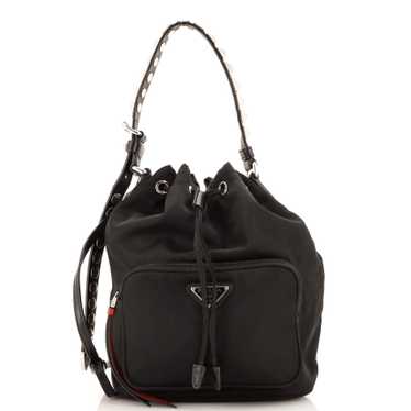 PRADA New Vela Multi Pocket Bucket Bag Tessuto wit