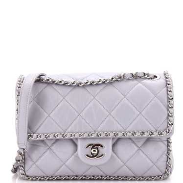 CHANEL Running Chain Around Flap Bag Quilted Crump