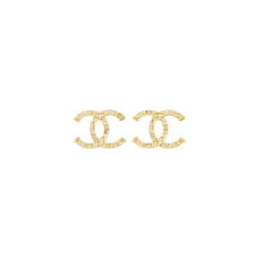 CHANEL CC Tweed Effect Stud Earrings